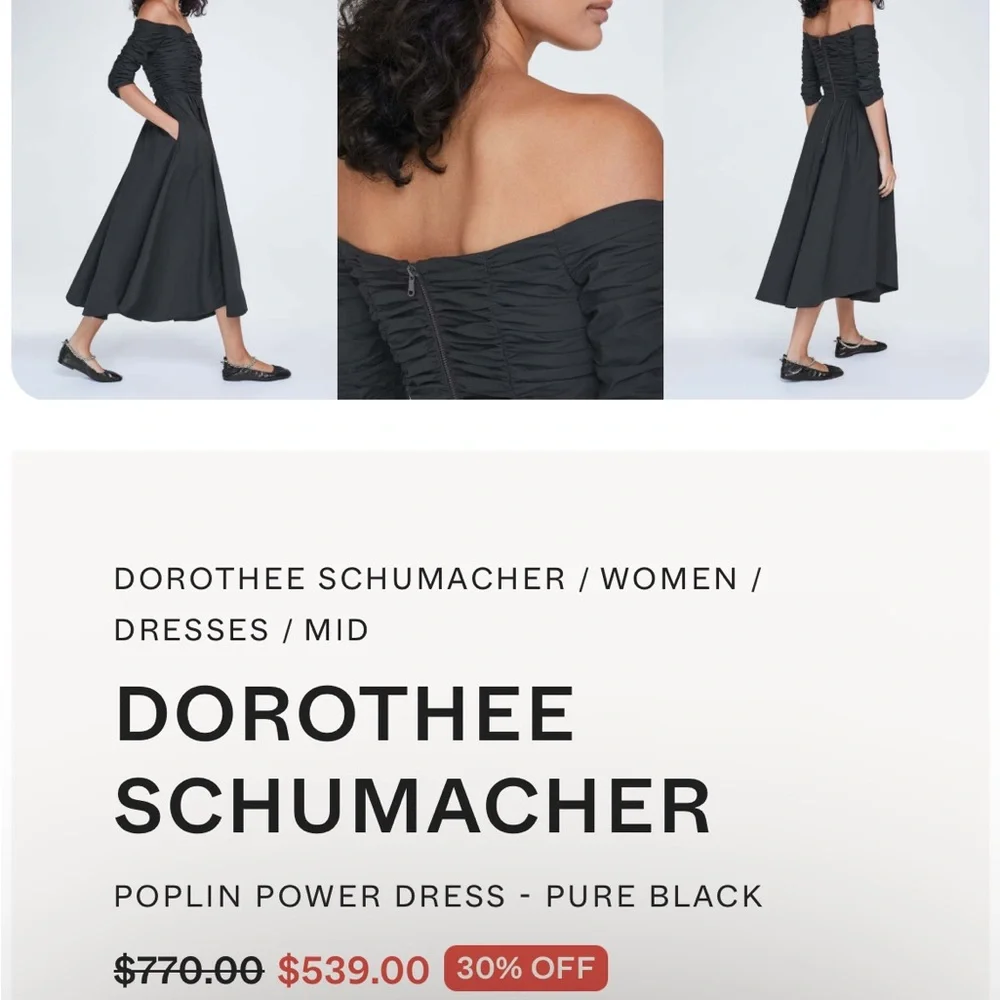 DOROTHEE SCHUMACHER poplin power midi off the shoulder dress in black